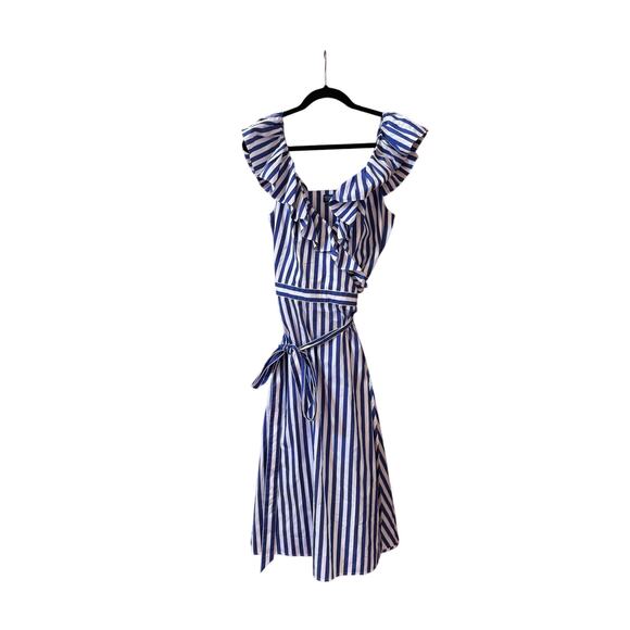 Polo Ralph Lauren AvIne Stripe Ruffle Cotton Midi Wrap Sundress (new) - Picture 6 of 7
